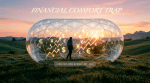 Silhouette of a person inside a transparent bubble with floating currency symbols and arrows outside